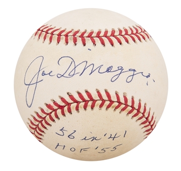 Joe DiMaggio Single-Signed Multi-Inscribed Stat Baseball - LE 80/160 (JSA)